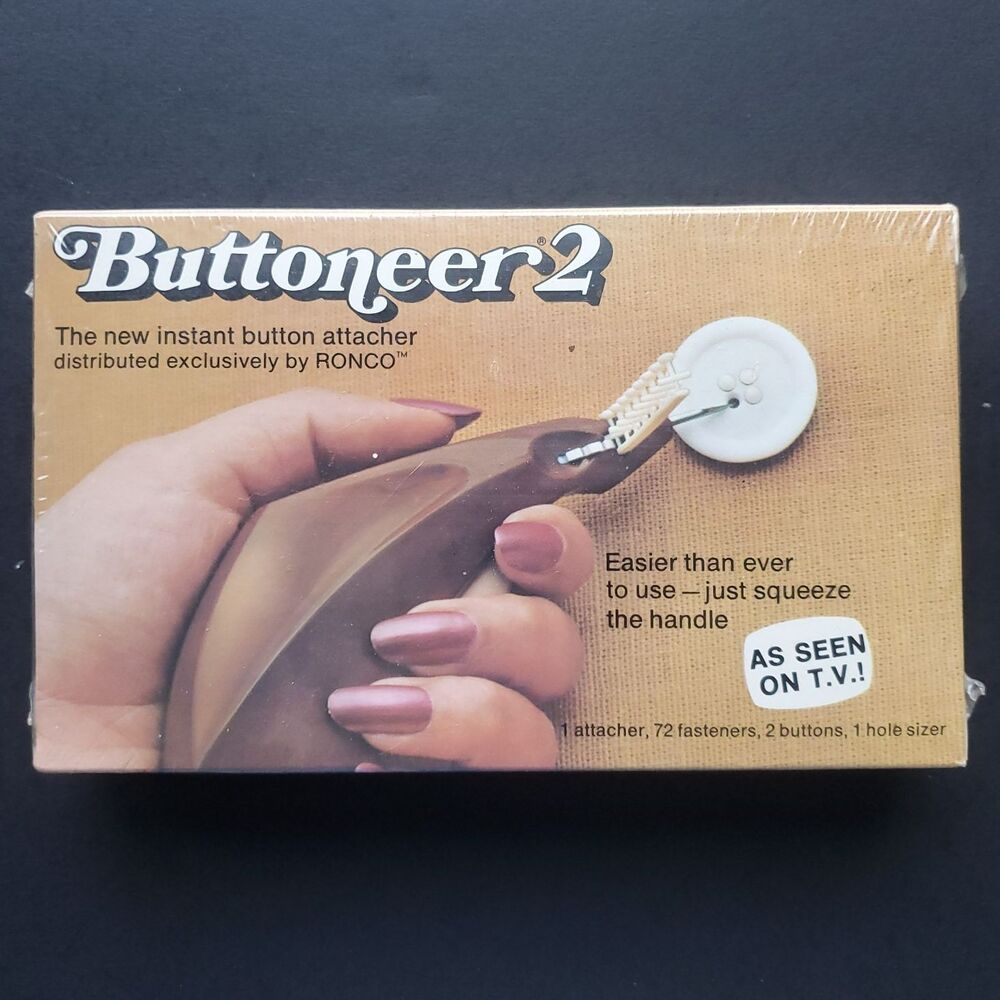 NEW Vintage Ronco Buttoneer 2 Instant Button Attacher NOS Sealed In Box